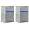 Mesas cabeceira c/ LEDs 2 pcs derivados madeira cinza cimento 3
