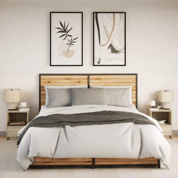 Mesitas de noche luces LED 2 uds madera ingeniería roble Sonoma M 4