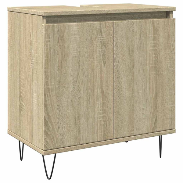 Set de muebles de baño 3 pzas madera contrachapada roble Sonoma M 4