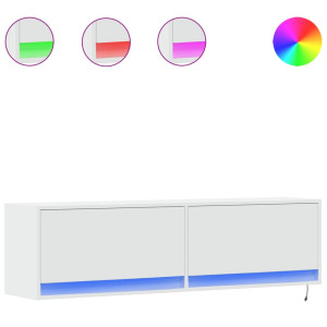 Móvel de parede para TV com luzes LED 140x31x38 cm branco H