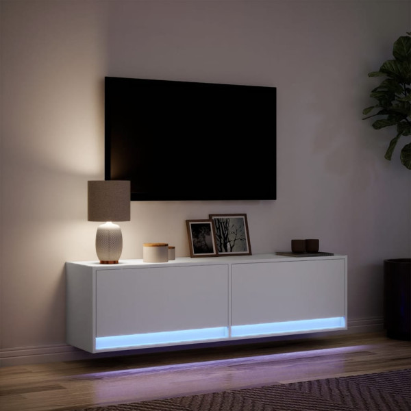Móvel de parede para TV com luzes LED 140x31x38 cm branco M 5