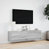 Mueble de TV de pared con luces LED gris Sonoma 140x31x38 cm 4