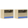 Mesitas de noche de pared con luces LED 2 unidades roble Sonoma 3