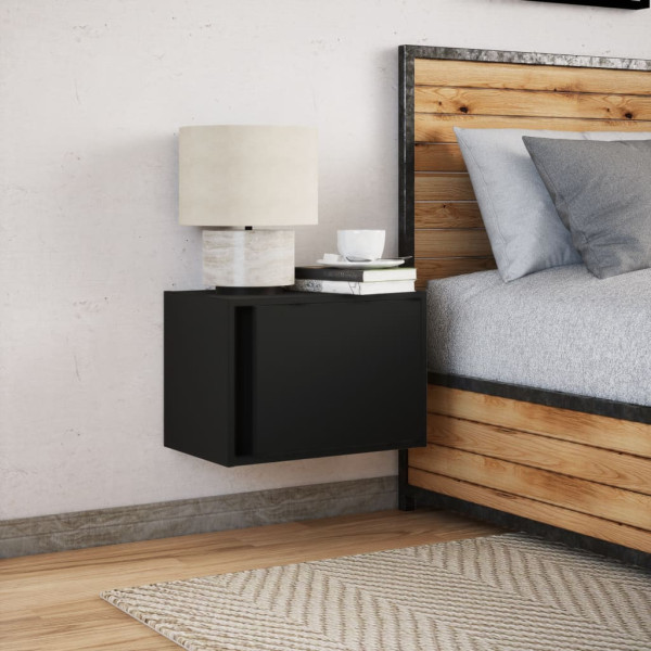 Mesa de cabeceira de parede com luzes LED preto M 4