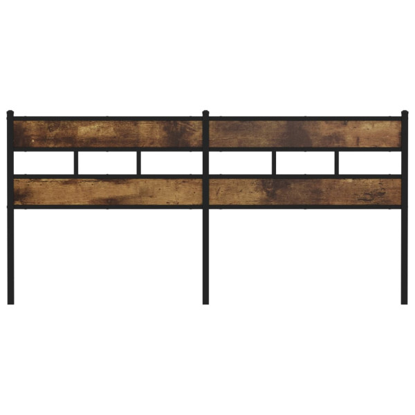 Cabecero de hierro y madera de ingeniería roble ahumado 180 cm M 3