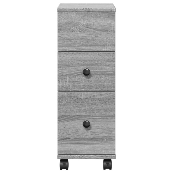 Armario de baño estrecho con ruedas madera gris Sonoma M 4