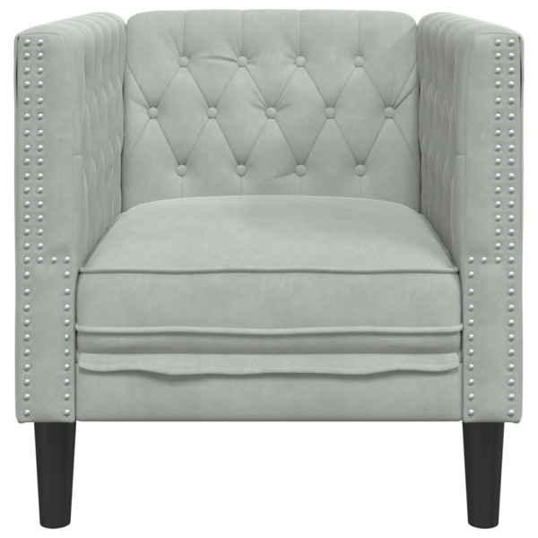 Sillón Chesterfield de terciopelo gris claro M 4