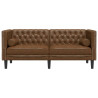 Sofá chesterfield com rolos 2 lugares camurça artif. castanho 4