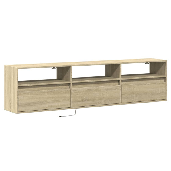 Mueble de TV de pared con LED roble Sonoma 180x31x45 cm M 3