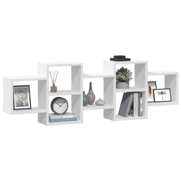 Estantería de pared madera de ingeniería blanca 129x18x42 cm M 3