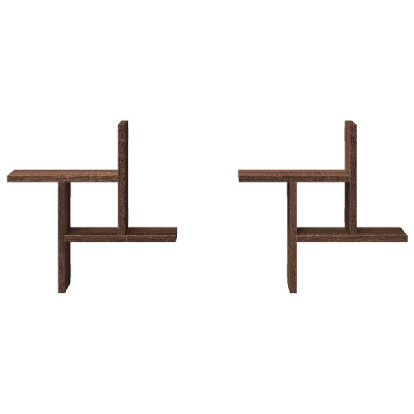 Prateleiras de parede 2 pcs derivados madeira carvalho castanho M 4