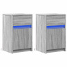 Mesas cabeceira c/ LEDs 2 pcs derivados madeira cinza sonoma 3