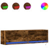 Mueble de TV de pared con luces LED roble ahumado 140x31x38 cm 2
