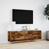 Mueble de TV de pared con luces LED roble ahumado 140x31x38 cm 4