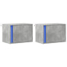 Mesas de cabeceira de parede c/ luzes LED 2pcs cinzento cimento 3