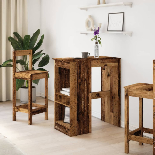 Mesa alta con estantes madera envejecida 90x47.5x103.5 cm M 3