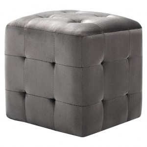 Puf 2 unidades terciopelo gris 30x30x30 cm H