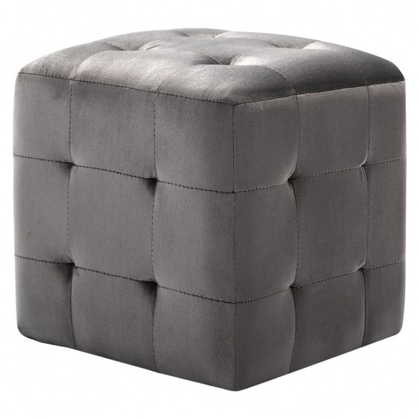 Puf 2 unidades terciopelo gris 30x30x30 cm M 2