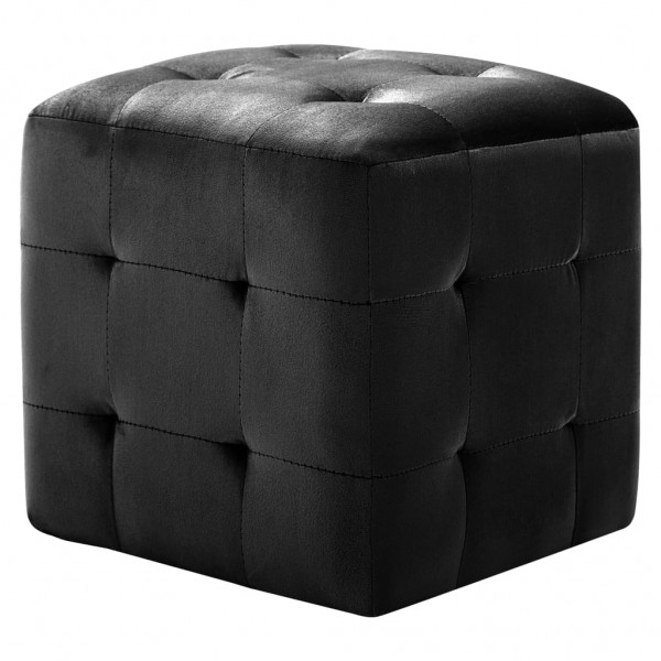 Puf 2 unidades terciopelo negro 30x30x30 cm M 2