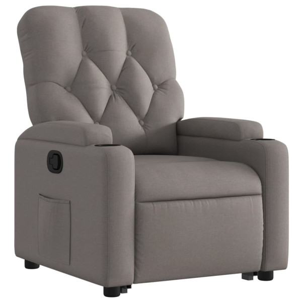 Sillón reclinable elevable tela gris taupe M 4