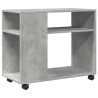 Mesa auxiliar ruedas madera ingeniería gris hormigón 70x35x60cm 2