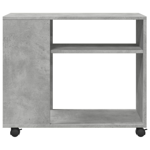 Mesa auxiliar ruedas madera ingeniería gris hormigón 70x35x60cm M 5
