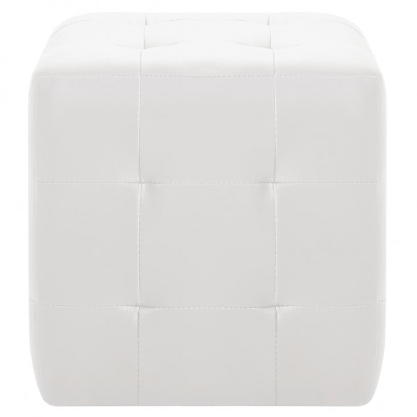Puf 2 unidades cuero sintético blanco 30x30x30 cm M 3