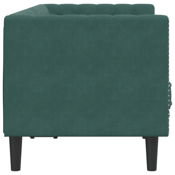 Sofá chesterfield com rolos 2 lugares veludo verde-escuro M 5