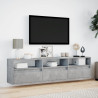 Mueble de TV de pared con LED gris hormigón 180x31x45 cm 4