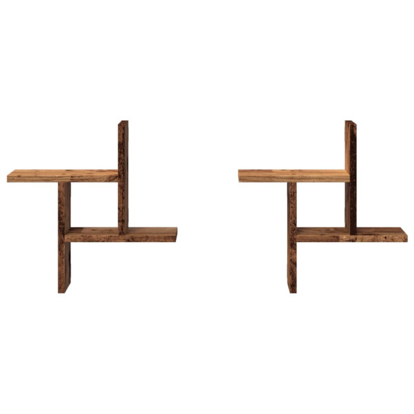 Prateleiras de parede 2 pcs derivados de madeira madeira velha M 4