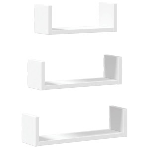 Prateleira de parede 3 pcs derivados de madeira branco H
