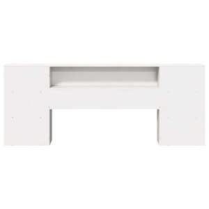 Cabeceira com arrumação 200 cm madeira de pinho maciça branco H