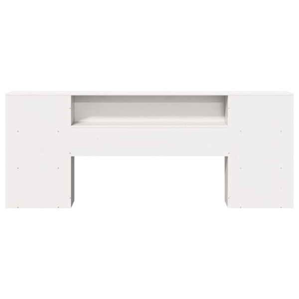 Cabeceira com arrumação 200 cm madeira de pinho maciça branco M 2