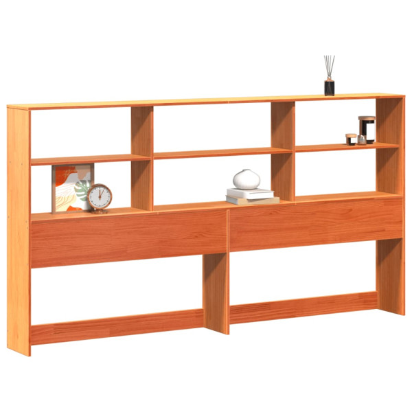 Cabecero de cama almacenaje madera maciza pino marrón 200 cm M 2