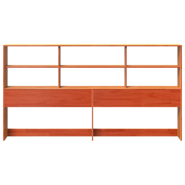 Cabecero de cama almacenaje madera maciza pino marrón 200 cm M 4