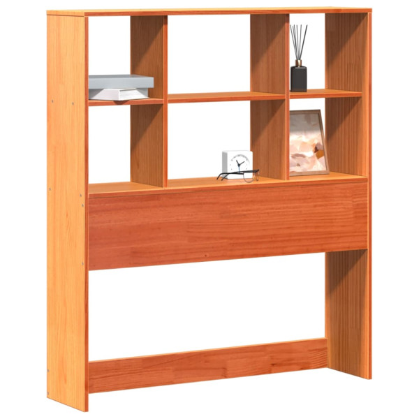 Cabecero de cama almacenaje madera maciza pino marrón 100 cm M 2