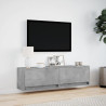 Mueble de pared TV con luces LED gris hormigón 140x31x38 cm 4
