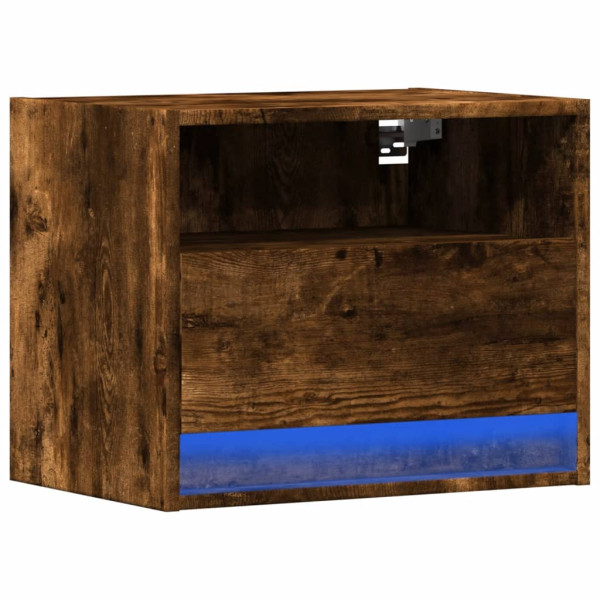 Mesa de cabeceira de parede com luzes LED carvalho fumado M 3