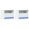 Mesitas de noche de pared con luces LED 2 unidades blanco 3