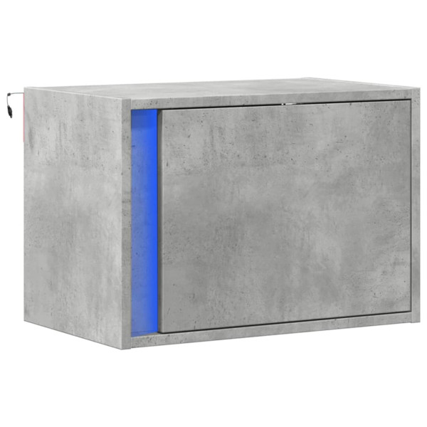 Mesita de noche de pared con luces LED gris hormigón M 3