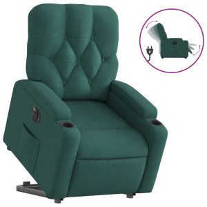 Sillón eléctrico reclinable elevable de tela verde oscuro H