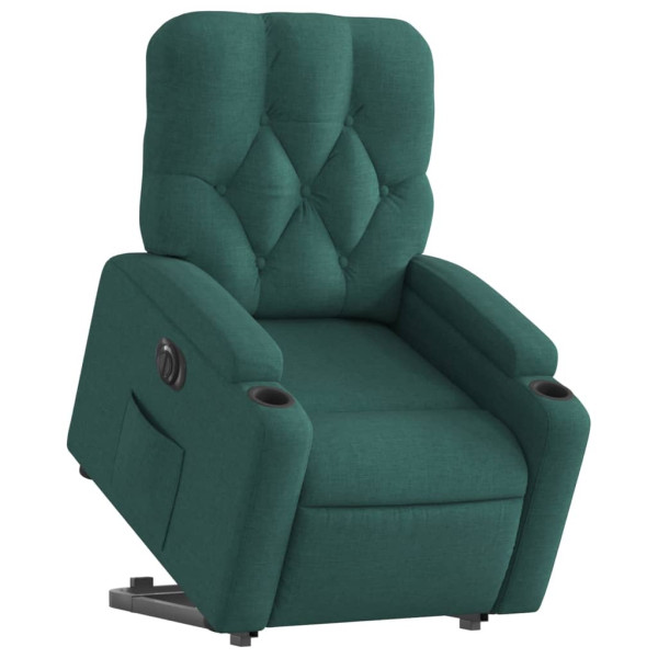 Sillón eléctrico reclinable elevable de tela verde oscuro M 3
