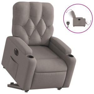 Sillón eléctrico reclinable elevable de tela gris taupe H