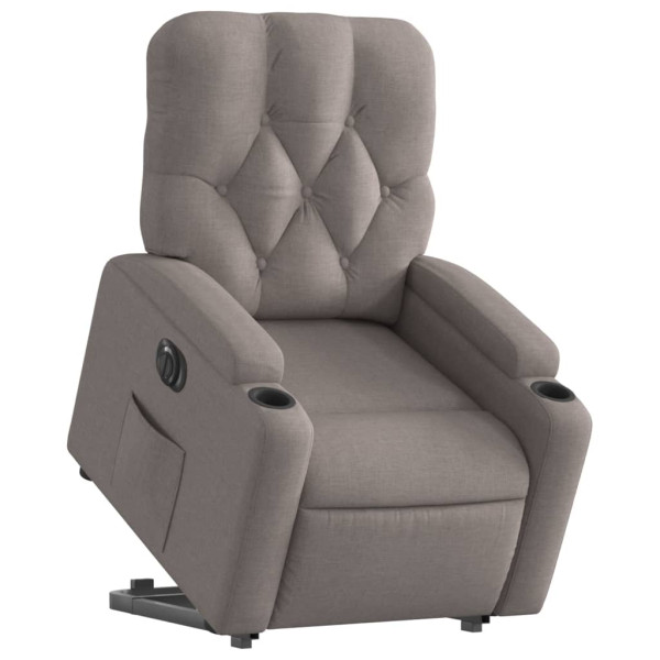 Sillón eléctrico reclinable elevable de tela gris taupe M 3