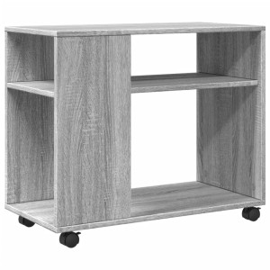 Mesa auxiliar con ruedas madera gris Sonoma 70x35x60 cm H