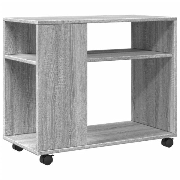 Mesa auxiliar con ruedas madera gris Sonoma 70x35x60 cm M 2