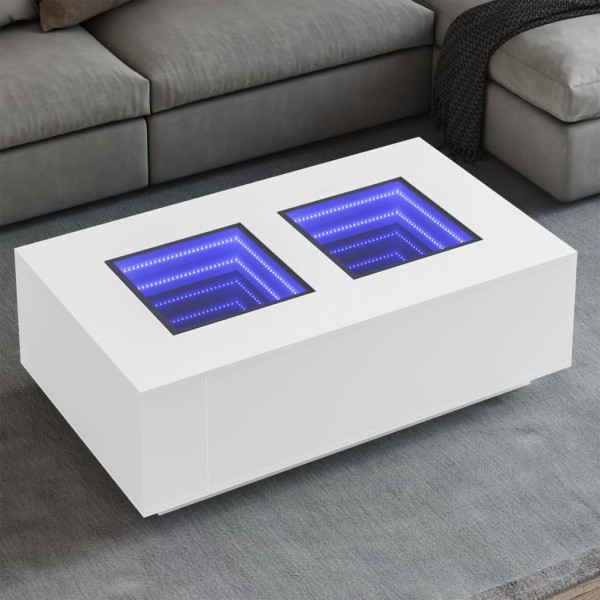 Mesa de centro con LED Infinity blanca 116x69x40 cm M 3