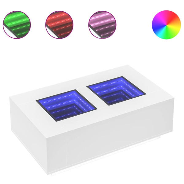 Mesa de centro luzes LED Infinity 116x69x40 cm branco M 4