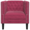 Sillón Chesterfield de terciopelo artificial rojo tinto 4