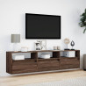 Mueble de TV de pared con LED marrón roble 180x31x45 cm 4